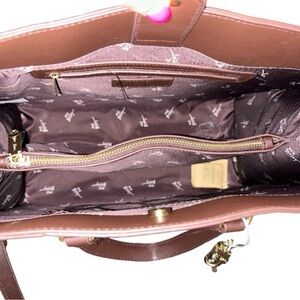 Betsey Johnson Brown Leather-Look Tote with Gold Hardware